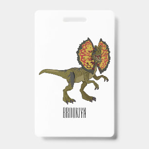 Tarjeta De Identificación ilustración de dibujos animados de Dilophosaurus