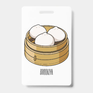 Tarjeta De Identificación Ilustración de dibujos animados de dim sum