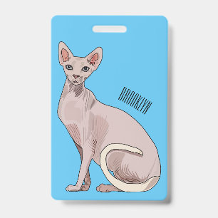 Tarjeta De Identificación ilustración de dibujos animados de gato Sphynx 