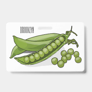 Tarjeta De Identificación Ilustración de dibujos animados de guisante 