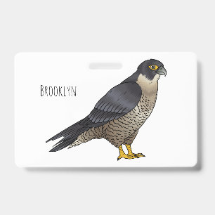 Tarjeta De Identificación Ilustración de dibujos animados de halcón peregrin