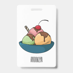 Tarjeta De Identificación Ilustración de dibujos animados de helado
