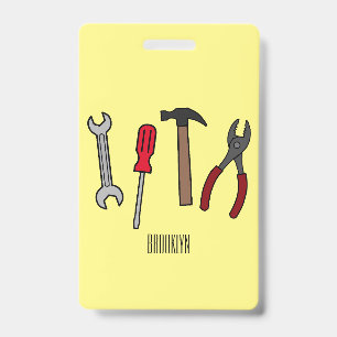 Tarjeta De Identificación Ilustración de dibujos animados de herramientas de