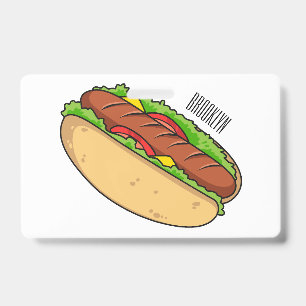 Tarjeta De Identificación Ilustración de dibujos animados de hot dog