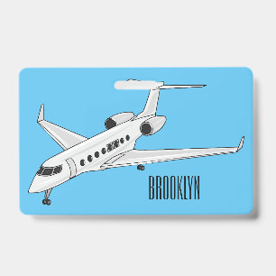 Tarjeta De Identificación Ilustración de dibujos animados de jet privado