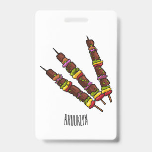 Tarjeta De Identificación Ilustración de dibujos animados de kebab o kabob