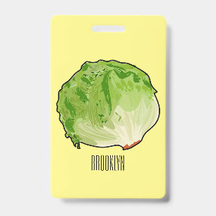 Tarjeta De Identificación Ilustración de dibujos animados de lechuga