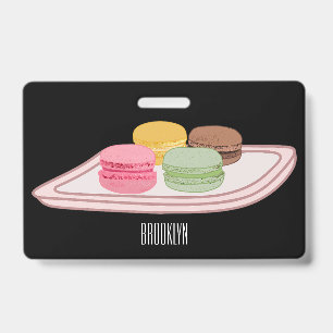 Tarjeta De Identificación Ilustración de dibujos animados de macarón