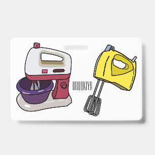 Tarjeta De Identificación Ilustración de dibujos animados de mezcladora