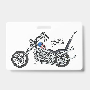 Tarjeta De Identificación Ilustración de dibujos animados de motocicleta Cho