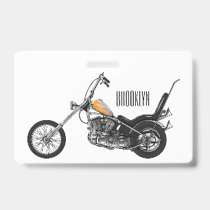 Tarjeta De Identificación Ilustración de dibujos animados de motocicleta Cho