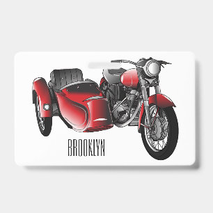 Tarjeta De Identificación Ilustración de dibujos animados de motocicleta con