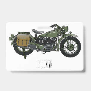 Tarjeta De Identificación Ilustración de dibujos animados de motocicleta cru