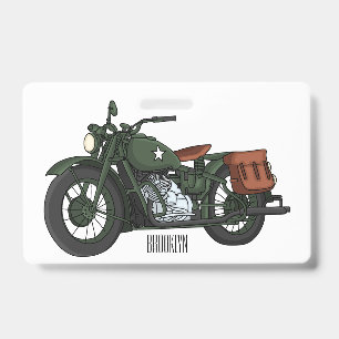 Tarjeta De Identificación ilustración de dibujos animados de motocicleta cru