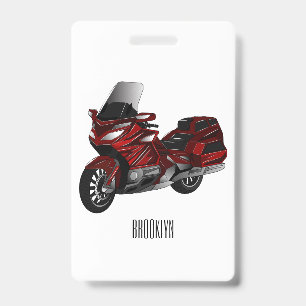 Tarjeta De Identificación Ilustración de dibujos animados de motocicleta de