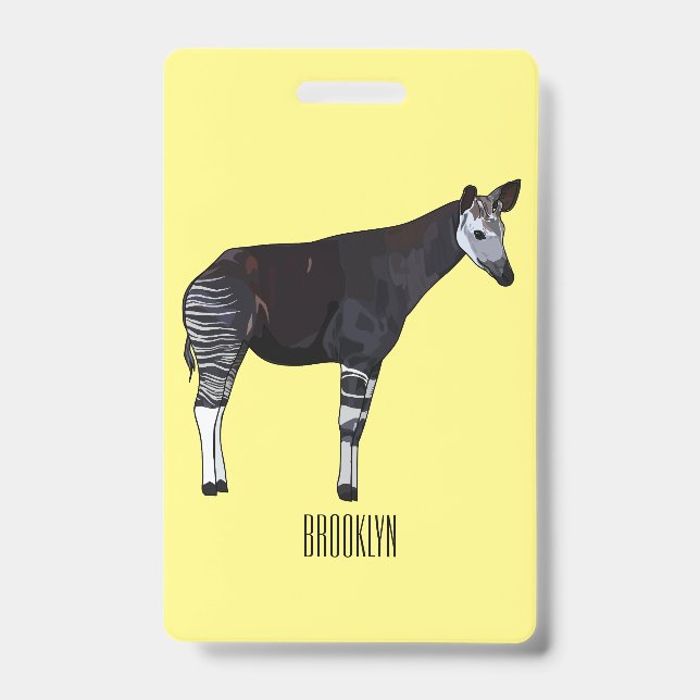 Tarjeta De Identificación ilustración de dibujos animados de okapi (Parte frontal)
