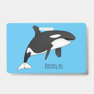 Tarjeta De Identificación Ilustración de dibujos animados de orca
