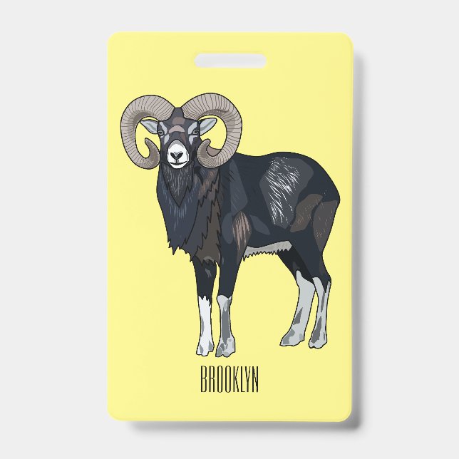 Tarjeta De Identificación ilustración de dibujos animados de oveja mouflon (Parte frontal)