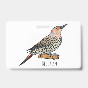 Tarjeta De Identificación ilustración de dibujos animados de pájaros carpint