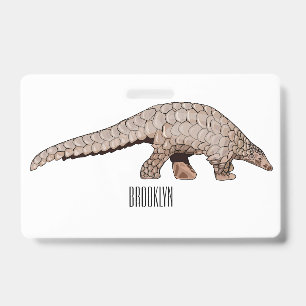 Tarjeta De Identificación Ilustración de dibujos animados de pangolín