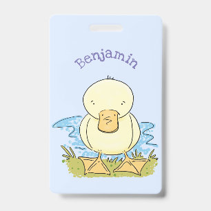 Tarjeta De Identificación Ilustración de dibujos animados de patito bebé ama