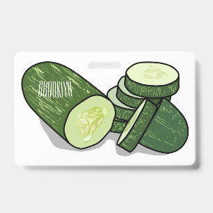 Tarjeta De Identificación Ilustración de dibujos animados de pepino 