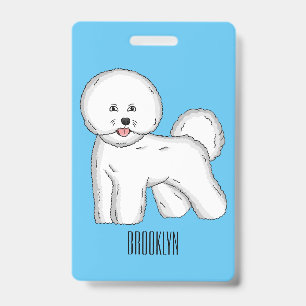 Tarjeta De Identificación Ilustración de dibujos animados de perro bichon fr