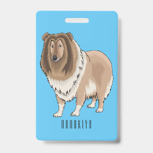 Tarjeta De Identificación Ilustración de dibujos animados de perro collie ás