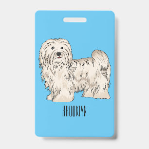 Tarjeta De Identificación ilustración de dibujos animados de perro Havanés