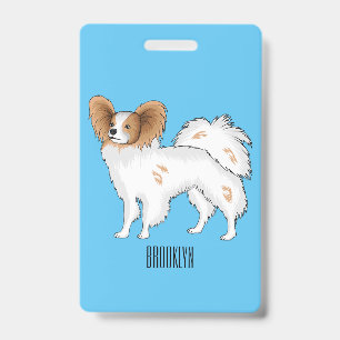 Tarjeta De Identificación ilustración de dibujos animados de perro Papillon