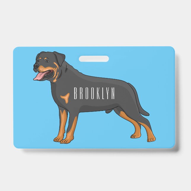 Tarjeta De Identificación ilustración de dibujos animados de perro Rottweile (Parte frontal)