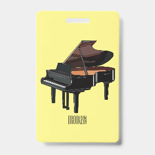 Tarjeta De Identificación ilustración de dibujos animados de piano
