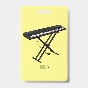 Tarjeta De Identificación Ilustración de dibujos animados de piano de teclad