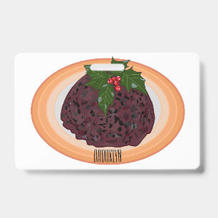 Tarjeta De Identificación Ilustración de dibujos animados de pudín de Navida
