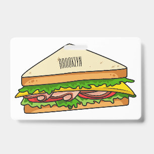 Tarjeta De Identificación Ilustración de dibujos animados de sandwich