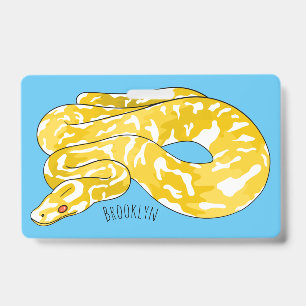 Tarjeta De Identificación ilustración de dibujos animados de serpiente pitón