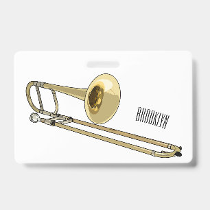 Tarjeta De Identificación ilustración de dibujos animados de trombón