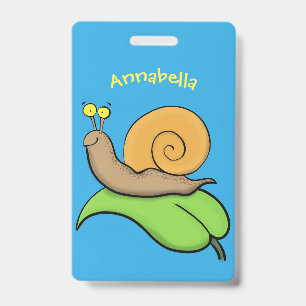 Tarjeta De Identificación Ilustración de dibujos animados de un caracol lind