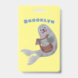 Tarjeta De Identificación Ilustración de dibujos animados de una foca arpist
