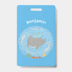 Tarjeta De Identificación Ilustración de dibujos animados de una mantarraya 