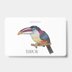 Tarjeta De Identificación Ilustración de dibujos animados del ave aracari cr