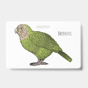 Tarjeta De Identificación Ilustración de dibujos animados del ave Kakapo