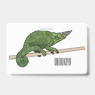 Tarjeta De Identificación ilustración de dibujos animados del camaleón de Ja
