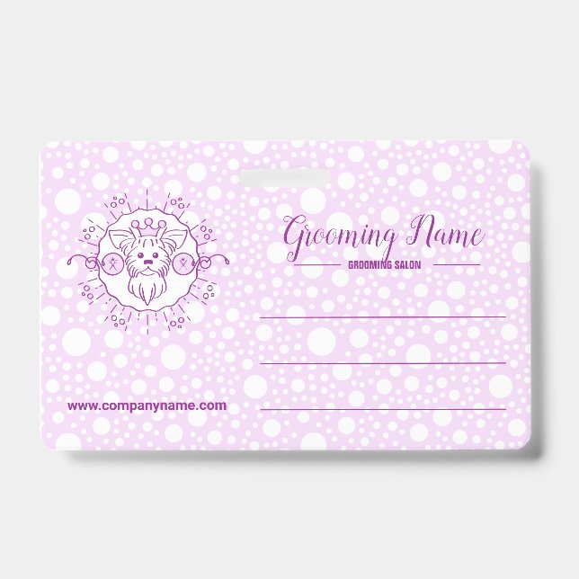 Tarjeta De Identificación Ilustracion de perro de caricatura para Grooming (Parte frontal)