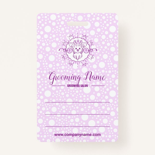 Tarjeta De Identificación Ilustracion de perro de caricatura para Grooming (Anverso)