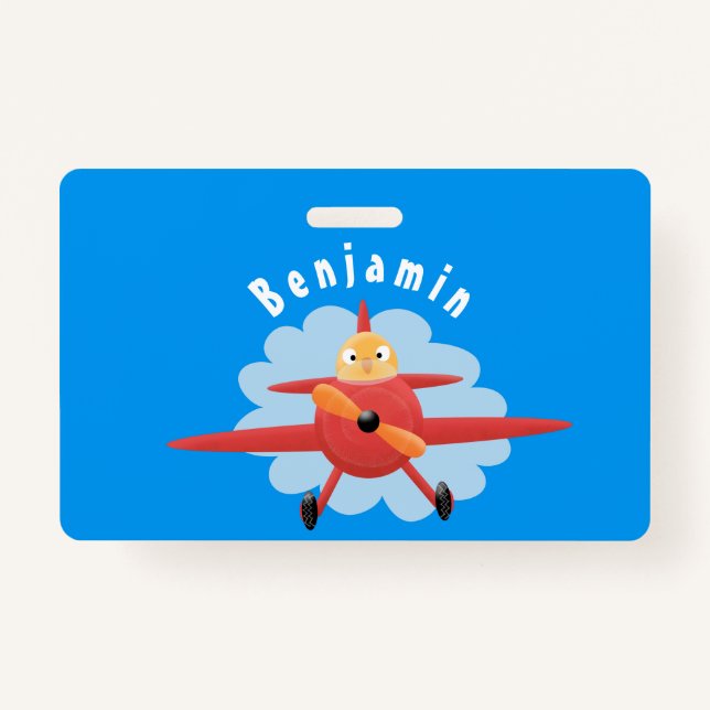 Tarjeta De Identificación Ilustracion de personalizado de avión rojo que vue (Anverso)