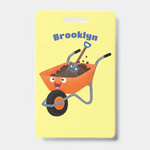 Tarjeta De Identificación Ilustracion de personalizado de carretilla naranja