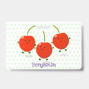 Tarjeta De Identificación Ilustracion de personalizado de cerezas rojas de s