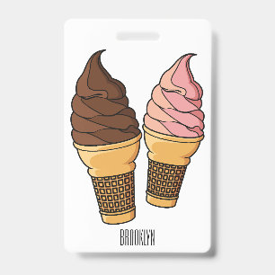 Tarjeta De Identificación Ilustracion de personalizado de helado de cono