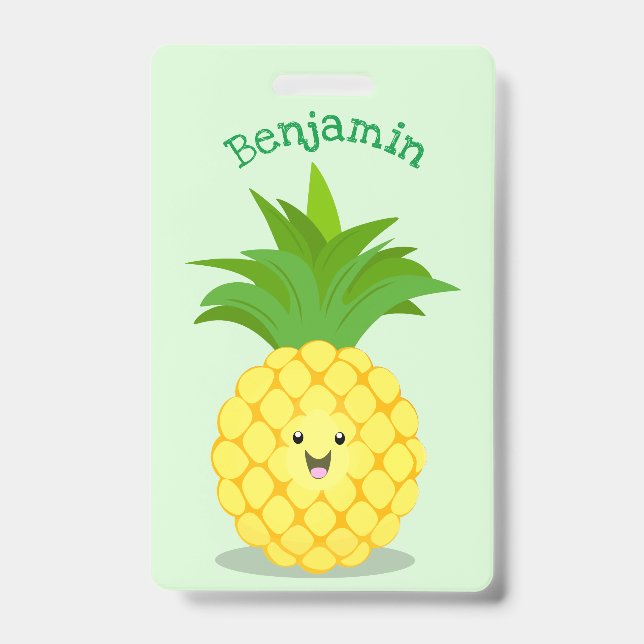 Tarjeta De Identificación Ilustracion de personalizado de piña cuta (Parte frontal)